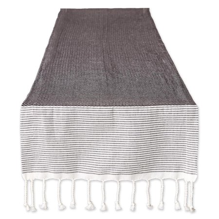 FASTFOOD 15 x 72 in. Black Bordered Dobby Table Runner FA2567952